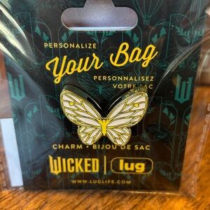 New in package Lug Wicked Bag Charm BUTTERFLY PINK GOLD